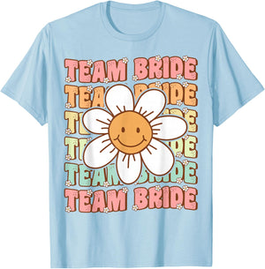 Groovy Team Bride Bridesmaid Bachelorette Party Wedding T-Shirt - T-Shirt | Light Blue