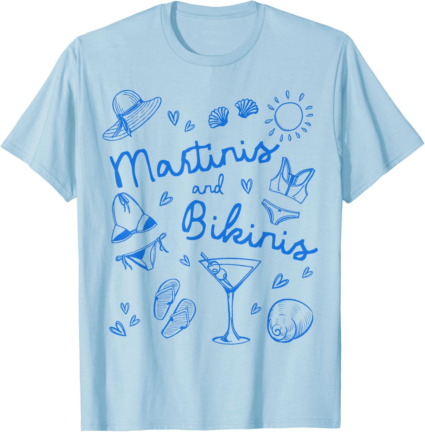 Martinis and Bikinis Beach Bachelorette Team Bride Tini Bach T-Shirt - T-Shirt | Light Blue