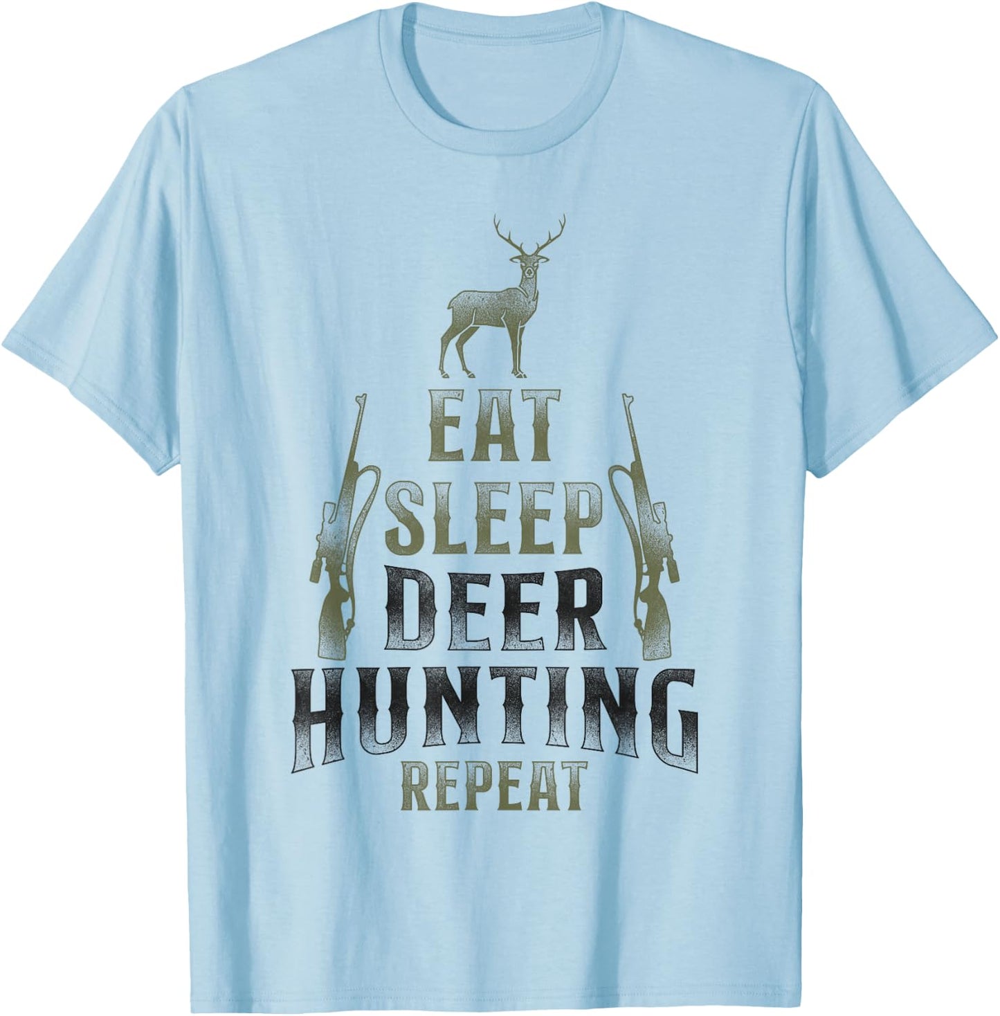 Buck Deer Hunting Hunter Vintage Eat Sleep Deer Hunting T-Shirt - T-Shirt | Light Blue