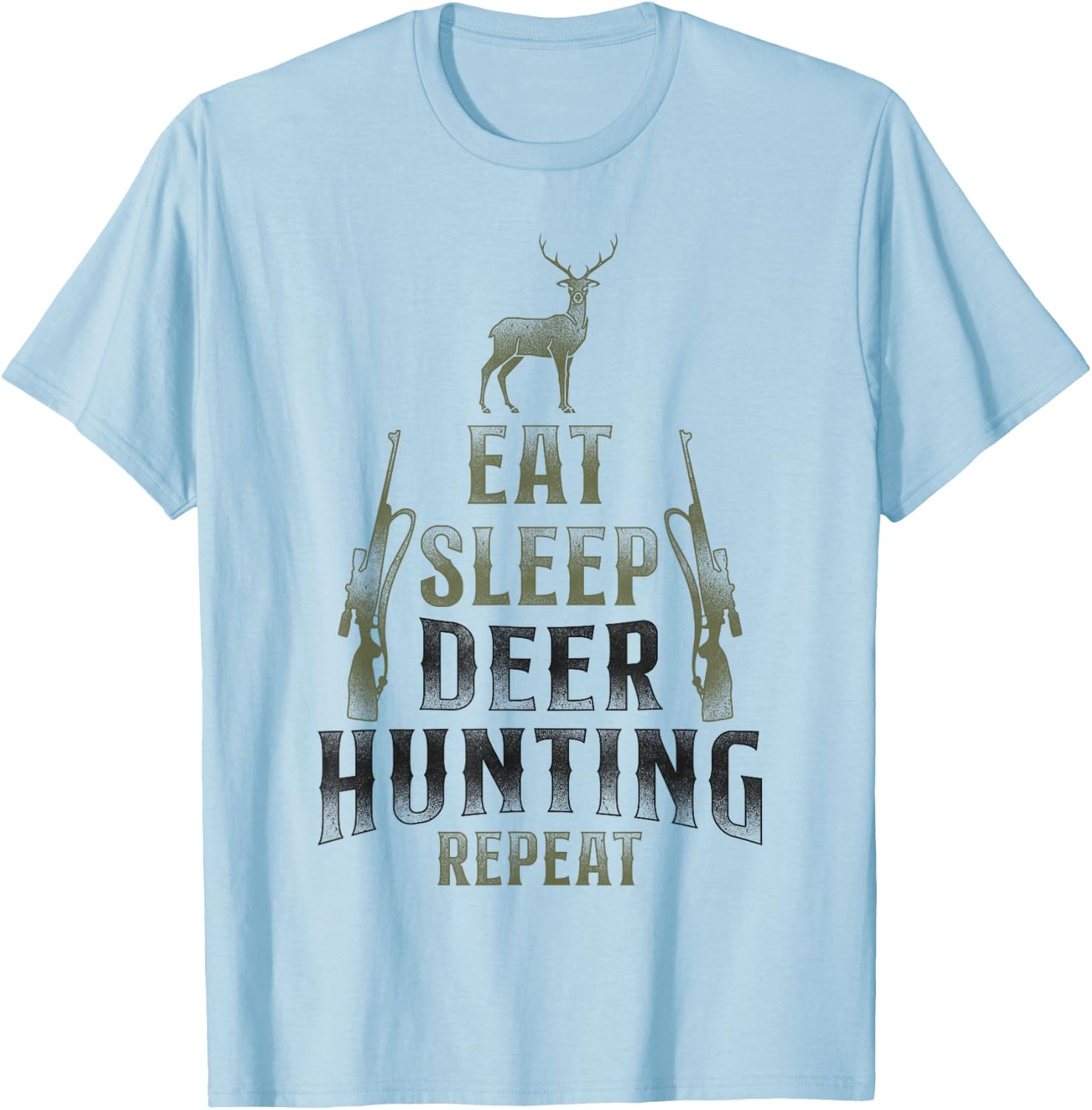 Buck Deer Hunting Hunter Vintage Eat Sleep Deer Hunting T-Shirt - T-Shirt | Light Blue