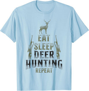 Buck Deer Hunting Hunter Vintage Eat Sleep Deer Hunting T-Shirt - T-Shirt | Light Blue