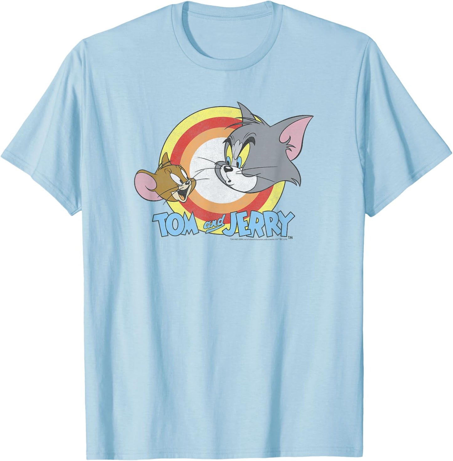 Tom and Jerry Happy and Mad Logo T-Shirt - T-Shirt | Light Blue