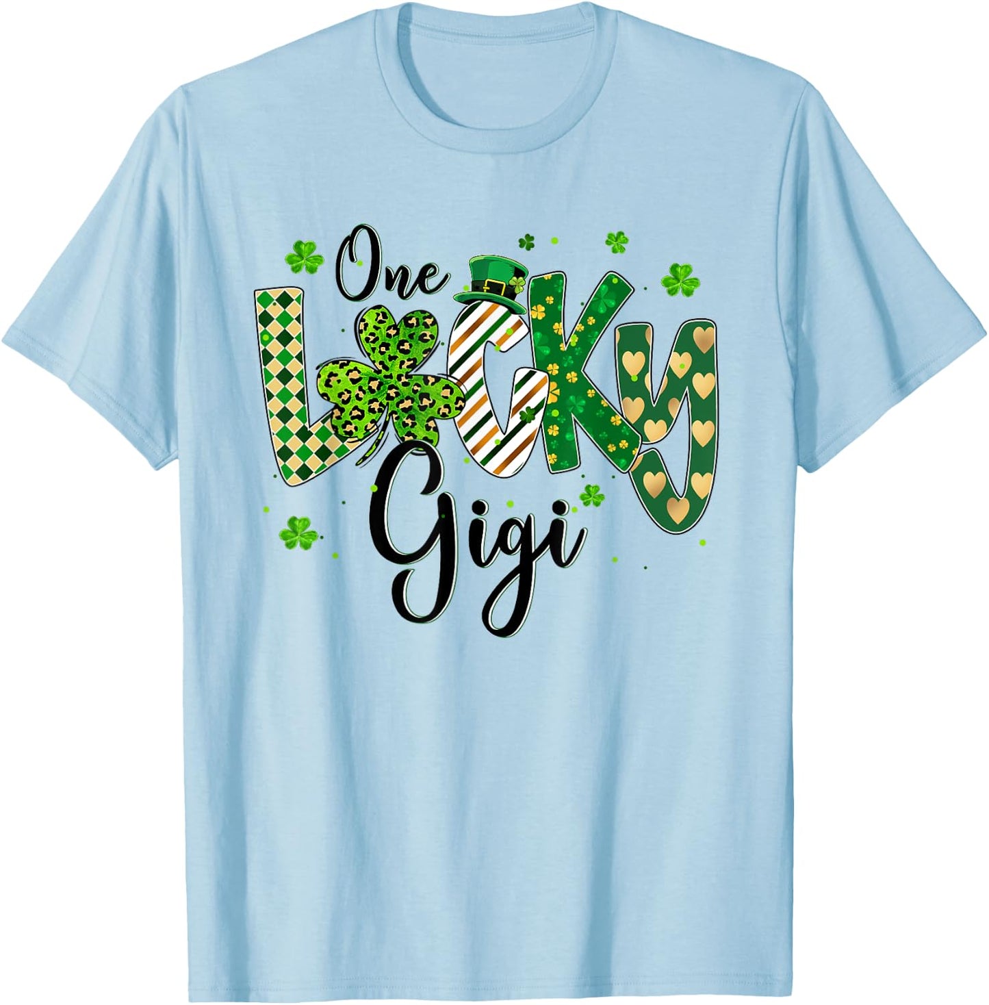 Shamrock One Lucky Gigi St. Patrick's Day Mother Mom T-Shirt - T-Shirt | Light Blue