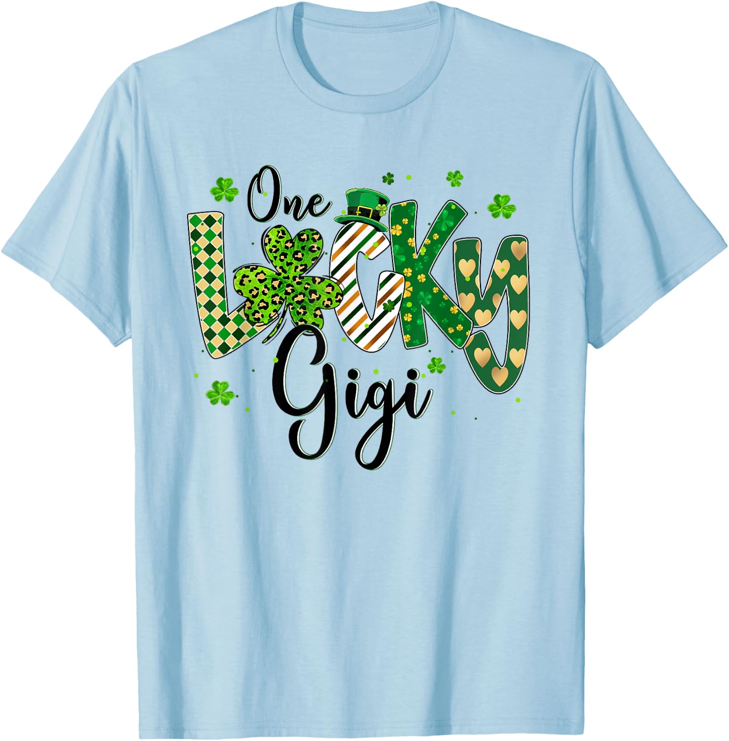 Shamrock One Lucky Gigi St. Patrick's Day Mother Mom T-Shirt - T-Shirt | Light Blue