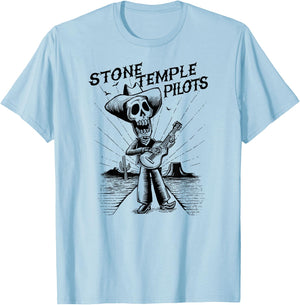 Stone Temple Pilots – Skeleton Day of the Dead T-Shirt - T-Shirt | Light Blue