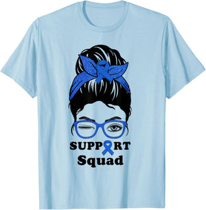 Support Squad Colorectal Colon Cancer Awareness Matching Fun T-Shirt - T-Shirt | Light Blue
