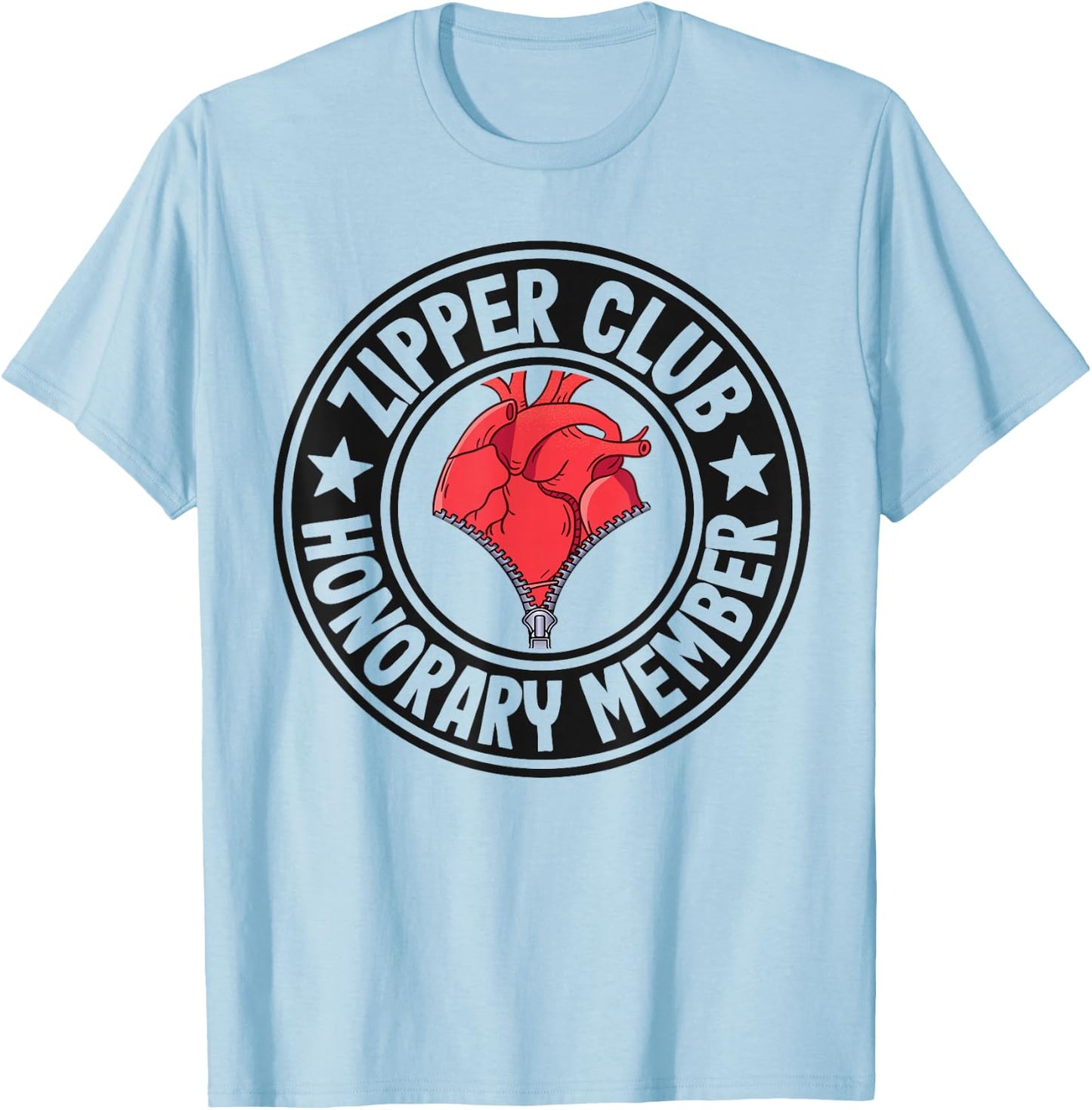 Zipper Club Honorary Member Bypass Open Heart Surgery T-Shirt - T-Shirt | Light Blue