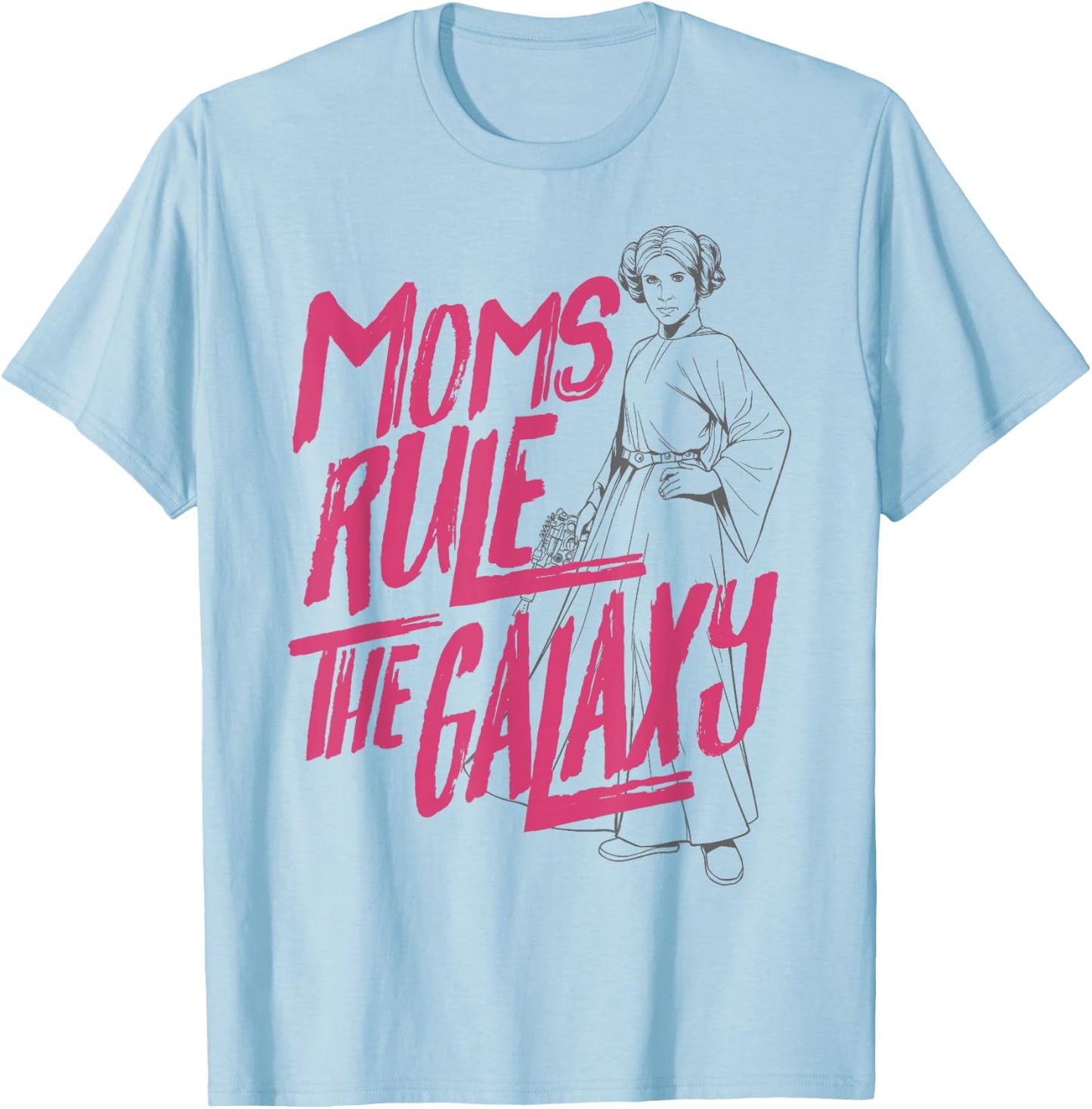 Star Wars Mother's Day Leia Line Art Moms Rule The Galaxy T-Shirt - T-Shirt | Light Blue