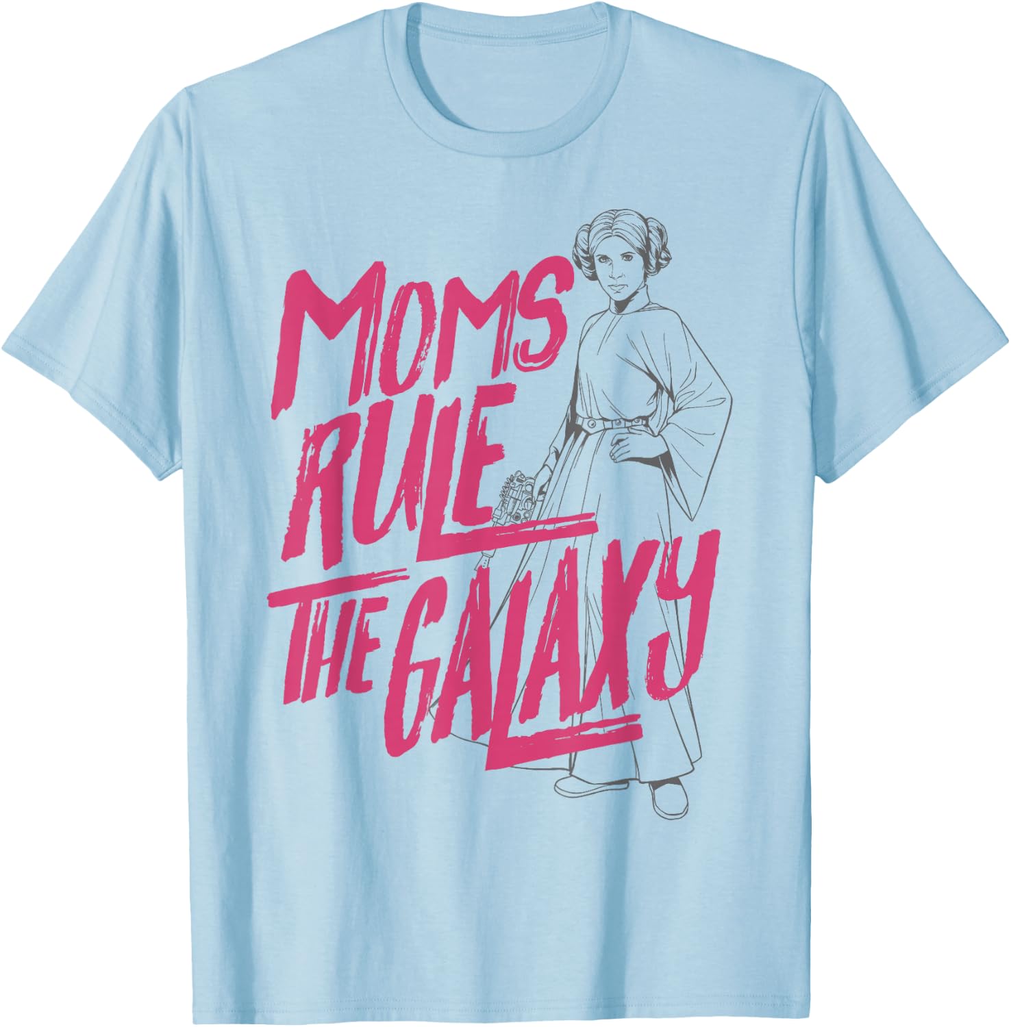 Star Wars Mother's Day Leia Line Art Moms Rule The Galaxy T-Shirt - T-Shirt | Light Blue