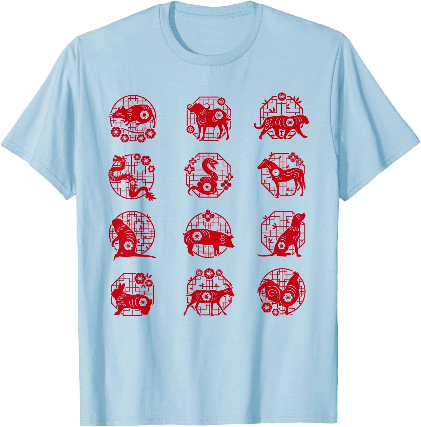 Chinese Zodiac Animal Signs Lunar Chinese New Year T-Shirt - T-Shirt | Light Blue
