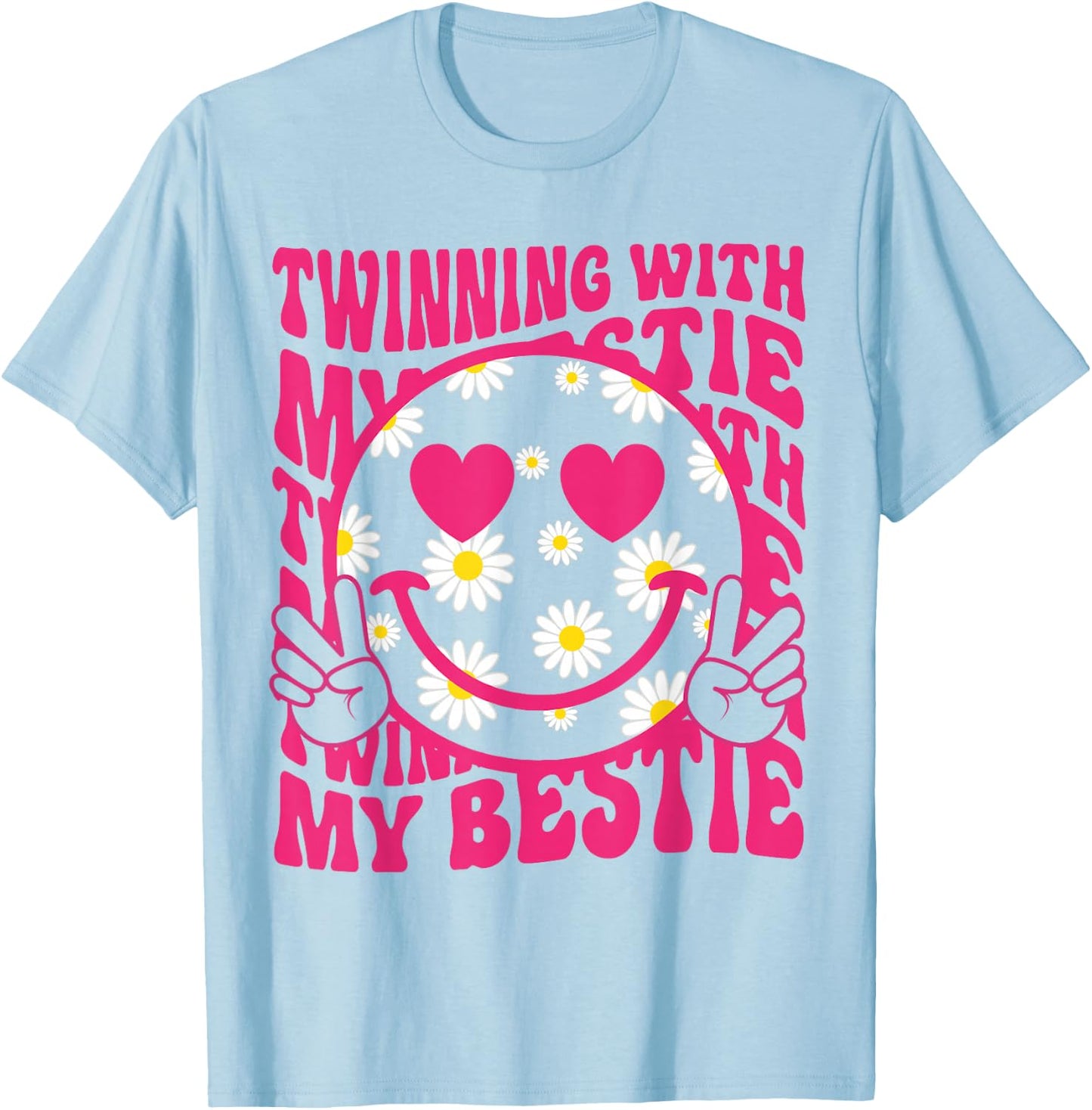 Twinning With My Bestie Spirit Week Twin Day Best Friend 70s T-Shirt - T-Shirt | Light Blue