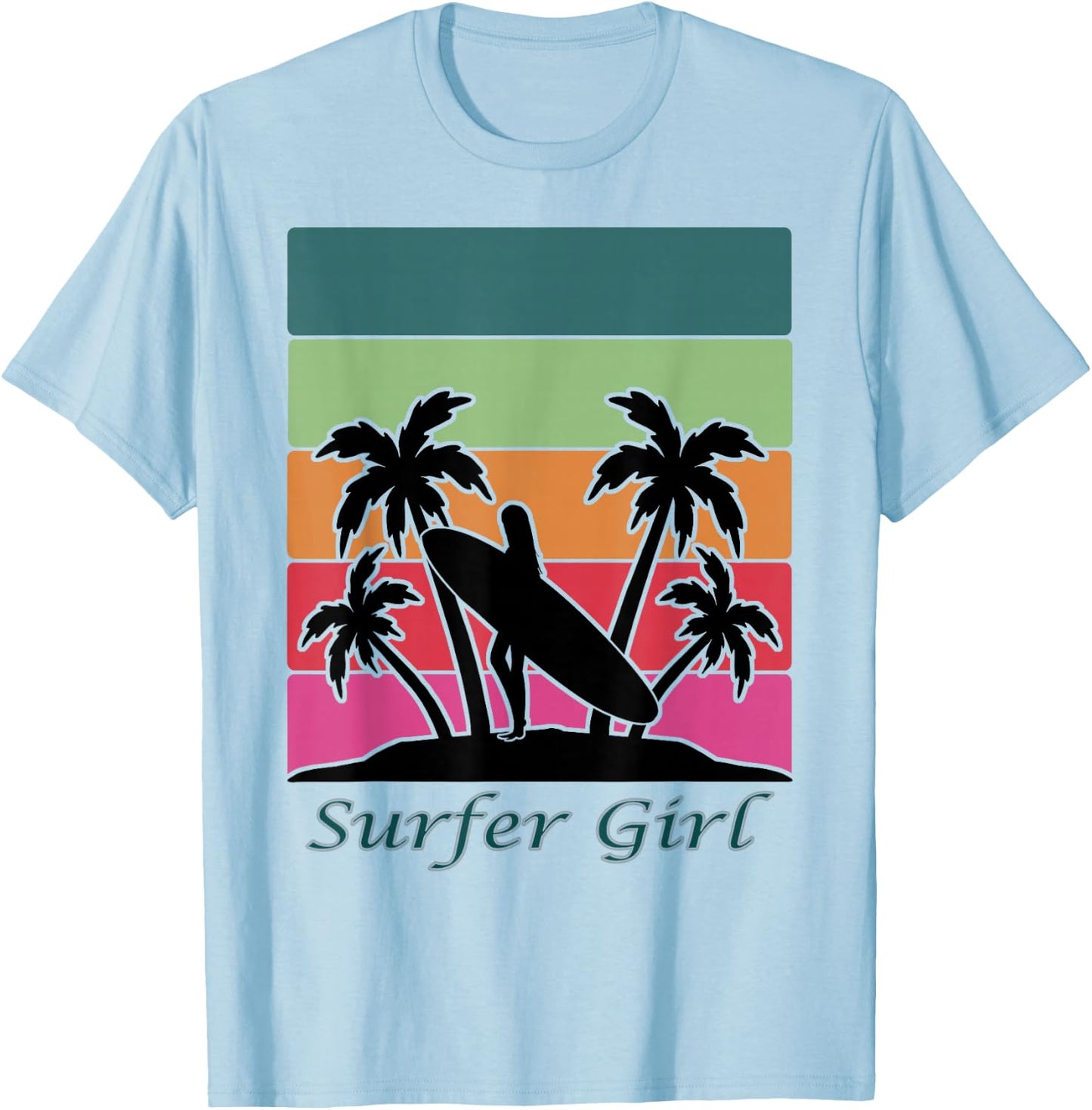 Surfer Girl, Girls Surfing T-Shirt - T-Shirt | Light Blue