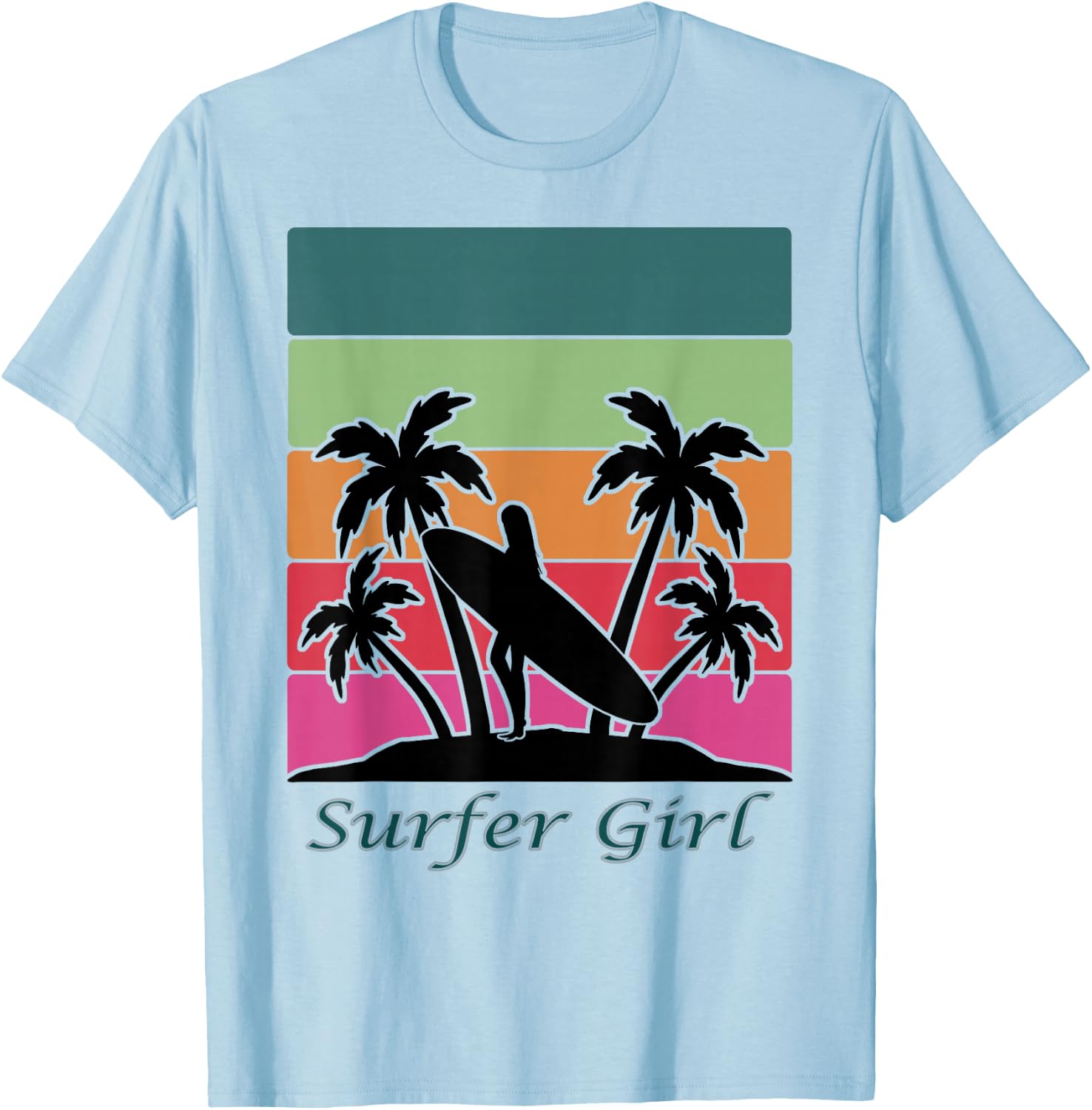 Surfer Girl, Girls Surfing T-Shirt - T-Shirt | Light Blue