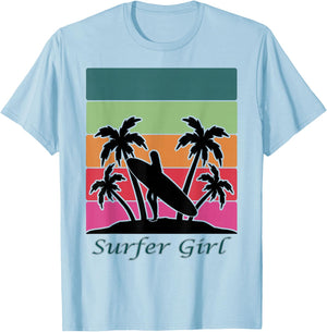 Surfer Girl, Girls Surfing T-Shirt - T-Shirt | Light Blue