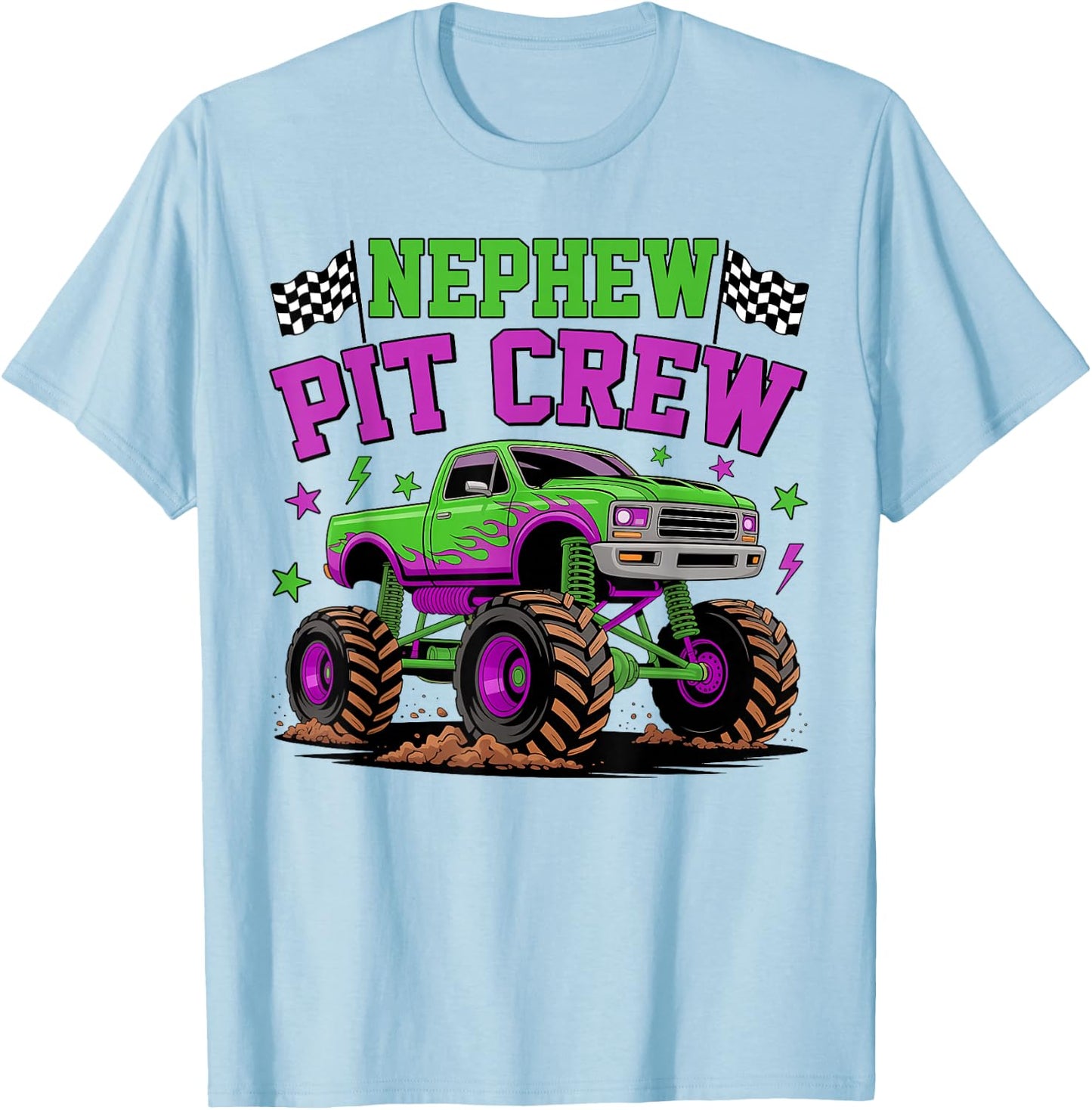 Nephew Pit Crew Monster Truck Birthday Matching Family T-Shirt - T-Shirt | Light Blue
