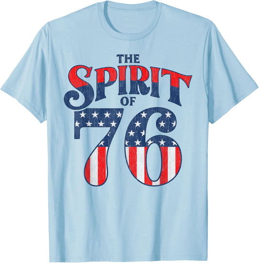 The Spirit 76 Vintage Retro 4th of July Independence Day T-Shirt - T-Shirt | Light Blue