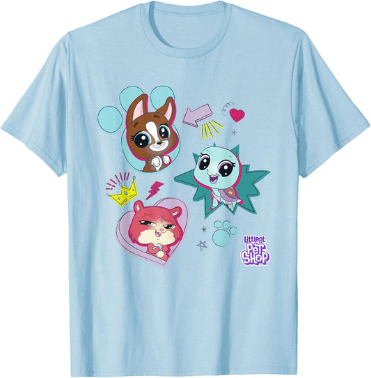 Littlest Pet Shop Pawsitively Cute Group T-Shirt - T-Shirt | Light Blue