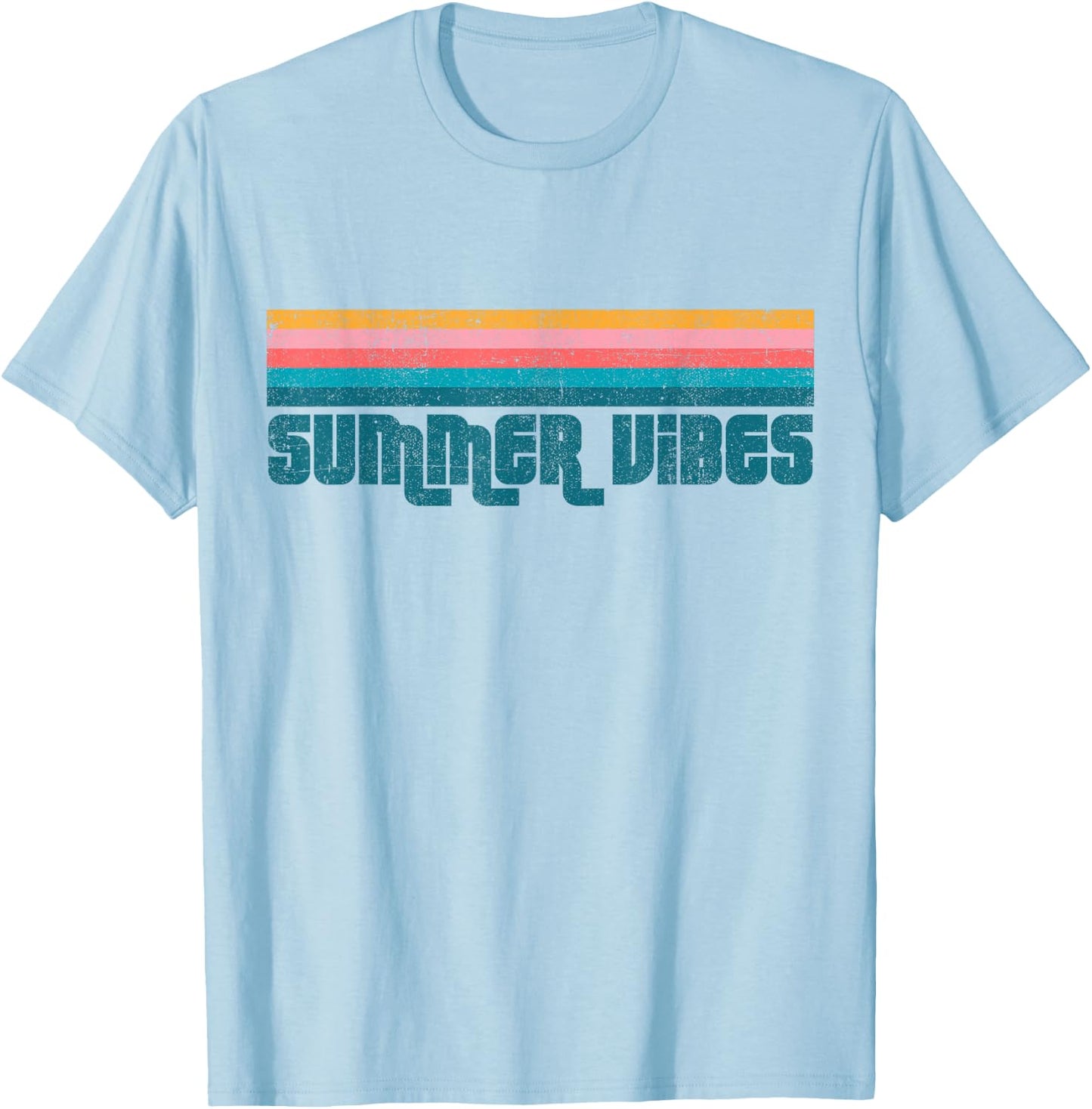 Retro Summer Vibes Beach Vacation Vintage Cute Women's Gift T-Shirt - T-Shirt | Light Blue