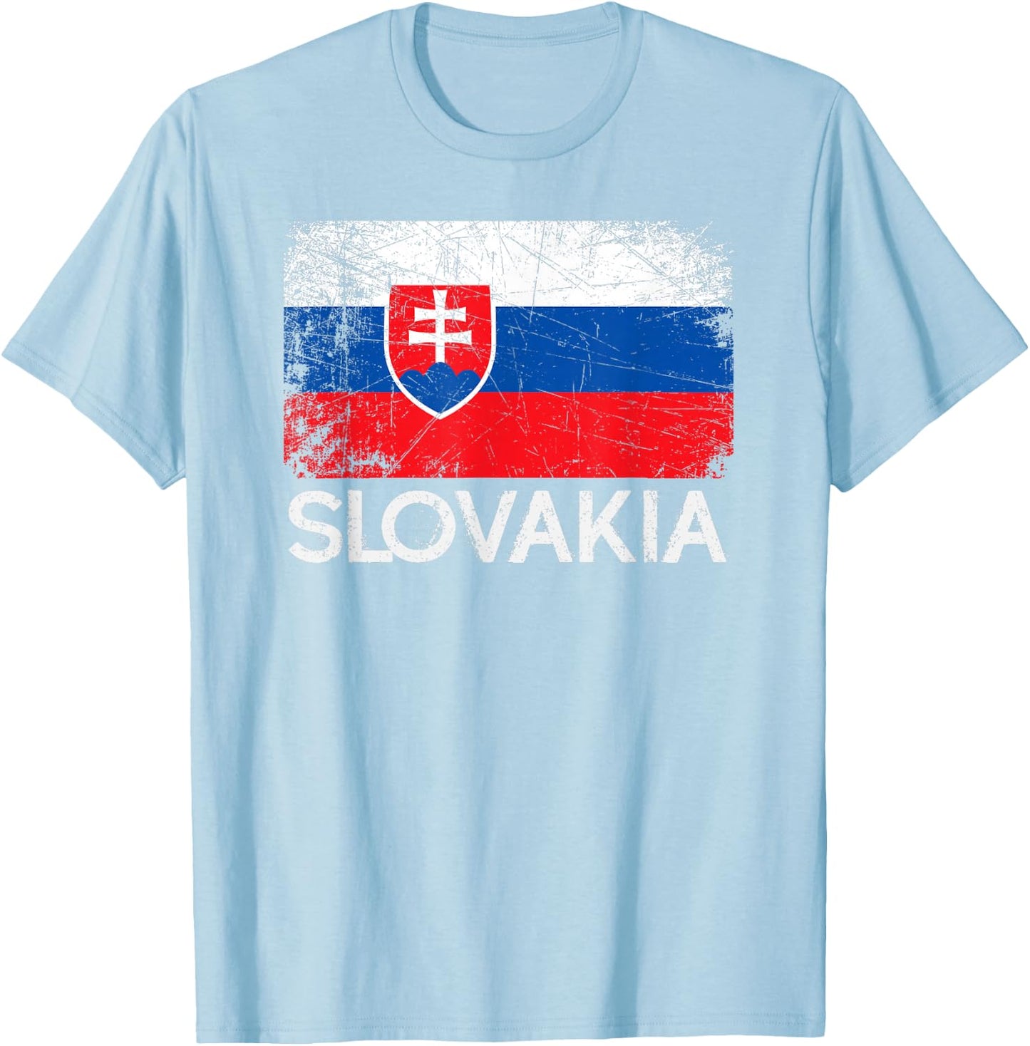 Slovak Flag | Vintage Made In Slovakia Gift T-Shirt - T-Shirt | Light Blue