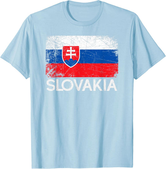 Slovak Flag | Vintage Made In Slovakia Gift T-Shirt - T-Shirt | Light Blue
