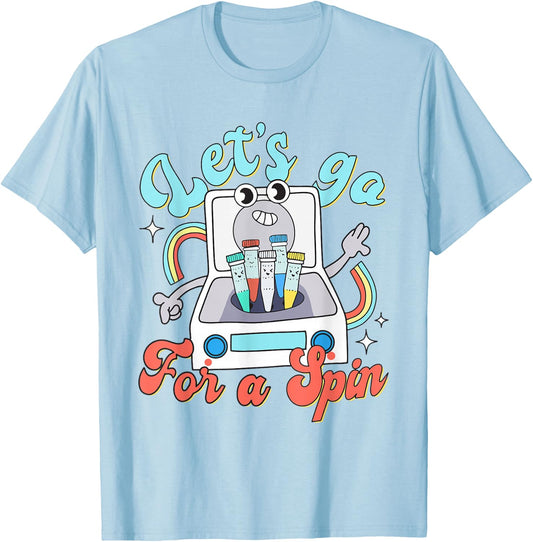 Retro Lab Scientist Centrifuge Acrylic MLS Medical Lab Week T-Shirt - T-Shirt | Light Blue
