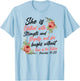 Christian Bible Verse Quote Rose Flower Proverbs 31:25 T-Shirt - T-Shirt | Light Blue