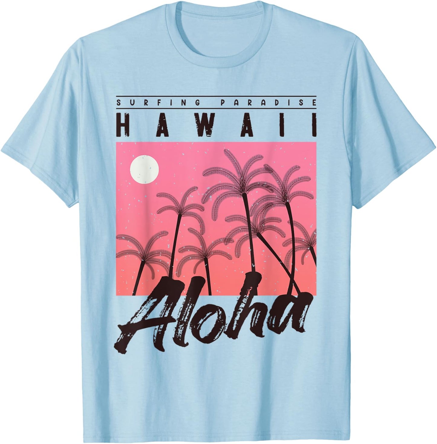 Aloha Hawaii Palm Tree retro sunset beach girls boys T-Shirt - T-Shirt | Light Blue