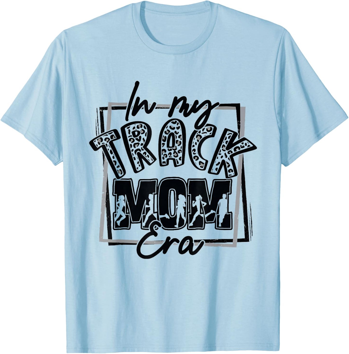 In My Track Mom Era Groovy Retro Track Mom Mother's Day T-Shirt - T-Shirt | Light Blue