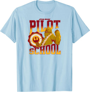 Star Wars - Chewbacca Wookie Pilot School T-Shirt - T-Shirt | Light Blue