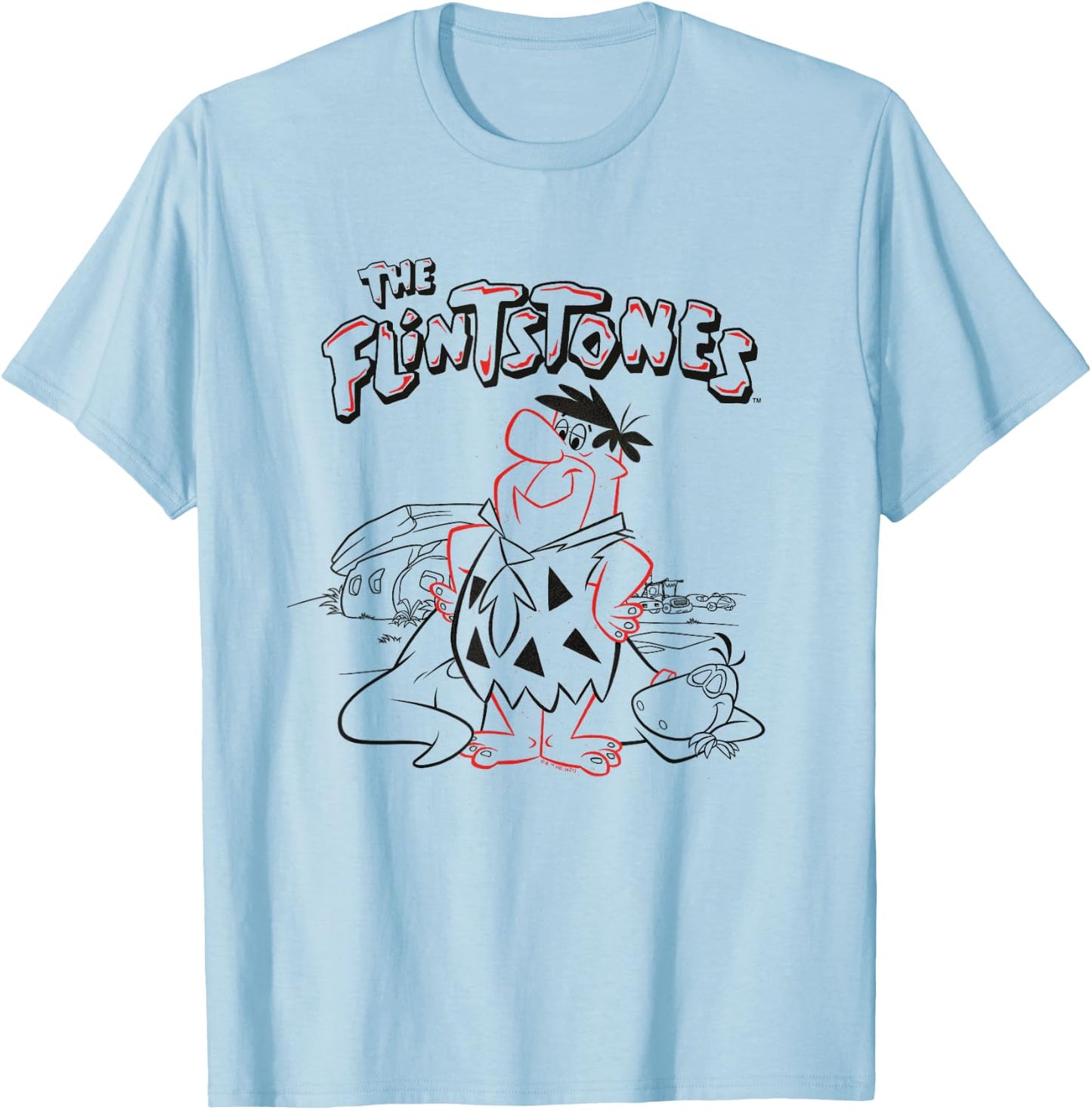 The Flintstones Fred with Sleeping Dino T-Shirt - T-Shirt | Light Blue