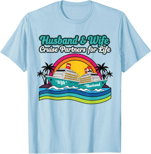 Cruising Ship Couple Partner Cruise Matching Vacation T-Shirt - T-Shirt | Light Blue