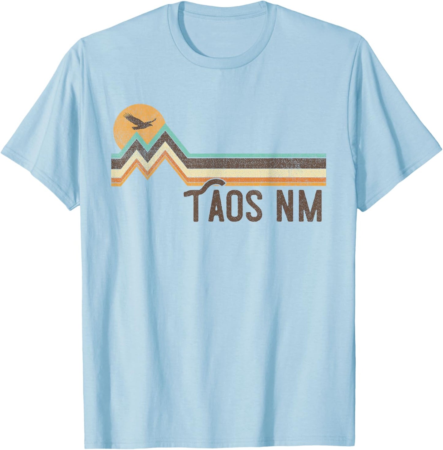 Taos New Mexico 70s 80s Retro Style Vintage Distressed Gift T-Shirt - T-Shirt | Light Blue