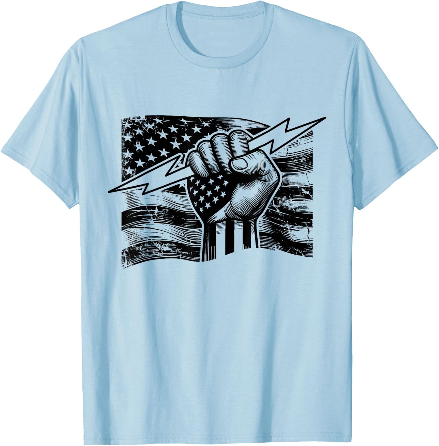 Electrician hero USA flag electrical worker lineman T-Shirt - T-Shirt | Light Blue