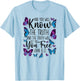 Christian Bible Verse Quote Butterfly John 8:32 T-Shirt - T-Shirt | Light Blue