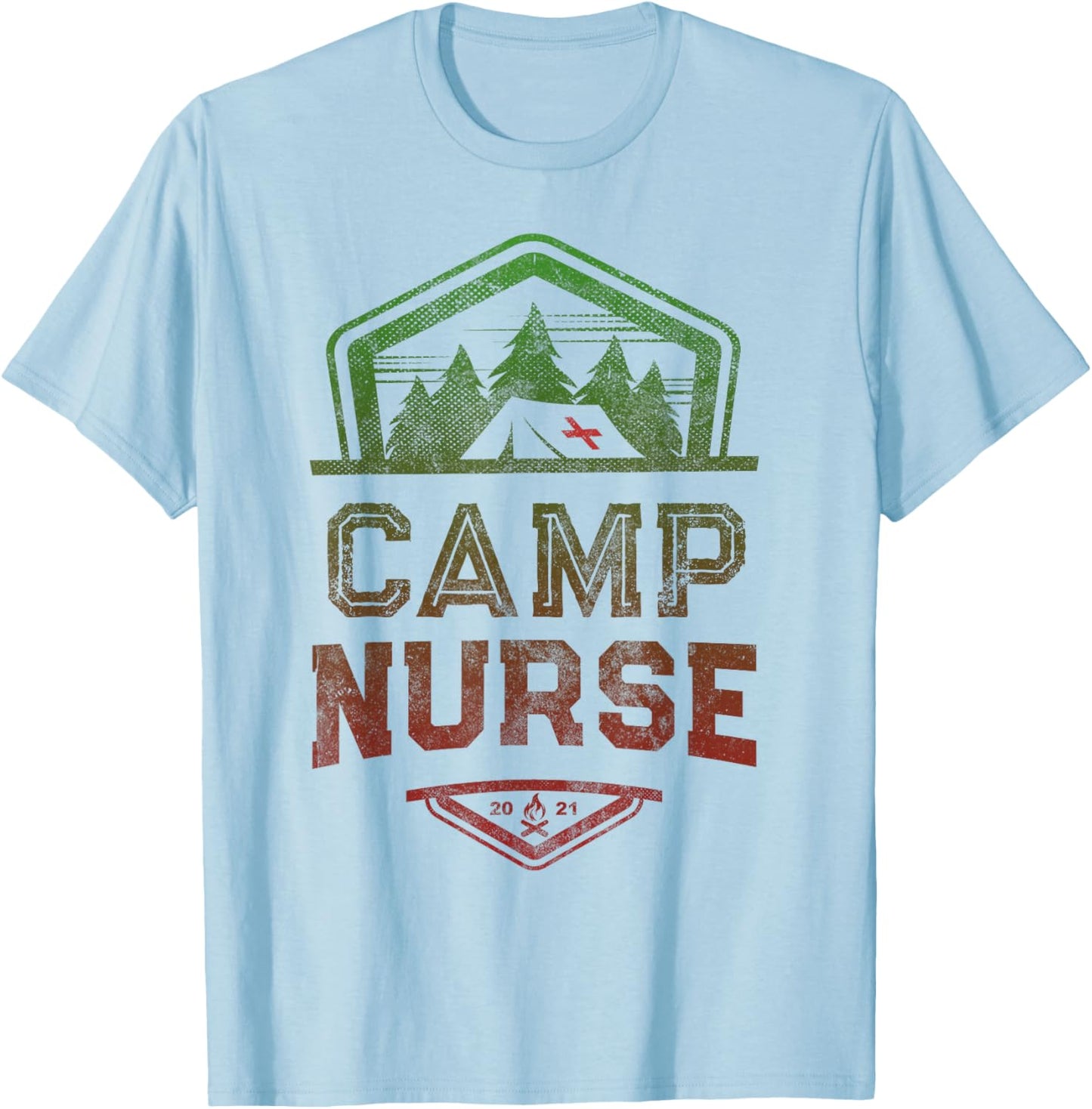 Vintage CAMP NURSE Staff Summer FOMO Campground Crew RN T-Shirt - T-Shirt | Light Blue
