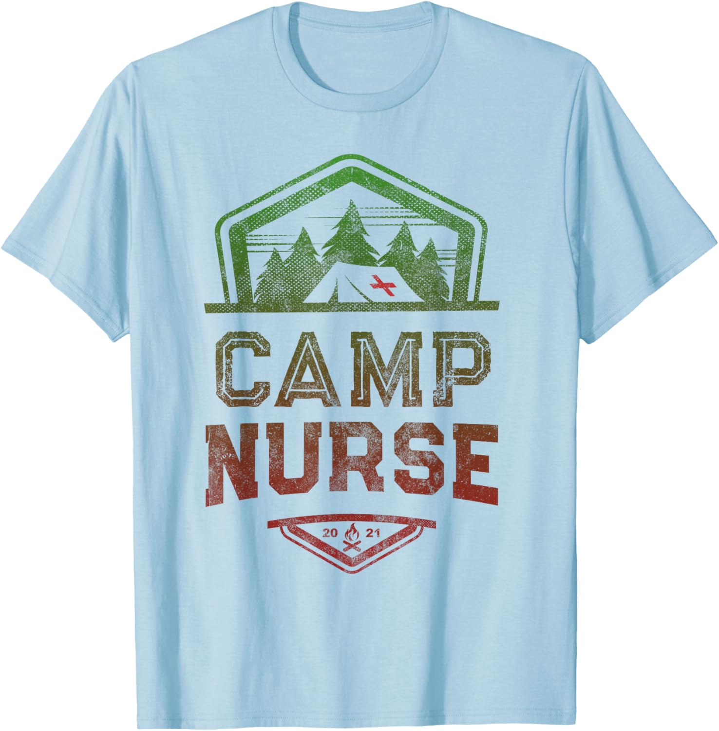Vintage CAMP NURSE Staff Summer FOMO Campground Crew RN T-Shirt - T-Shirt | Light Blue