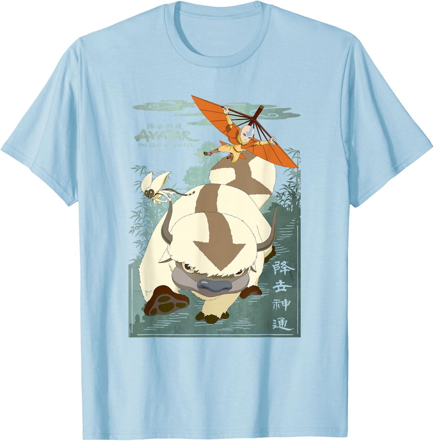 Avatar: The Last Airbender Appa Momo & Aang in Flight Small T-Shirt - T-Shirt | Light Blue