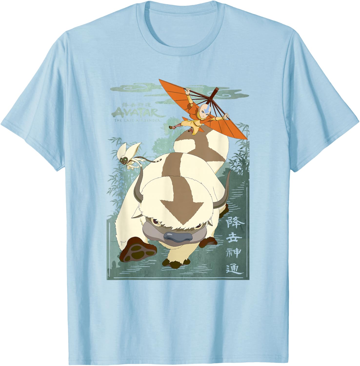 Avatar: The Last Airbender Appa Momo & Aang in Flight Small T-Shirt - T-Shirt | Light Blue