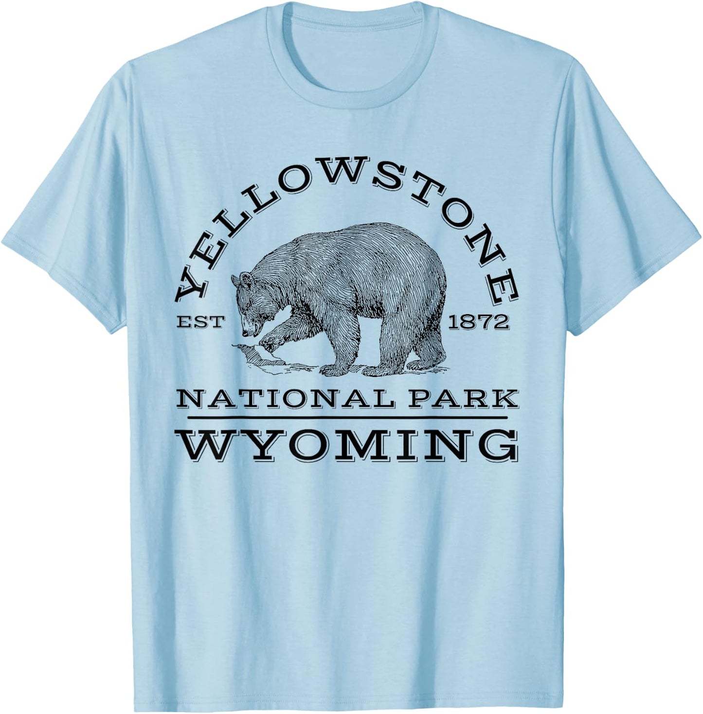 Yellowstone National Park Bear Wyoming Hike Outdoors T-Shirt - T-Shirt | Light Blue