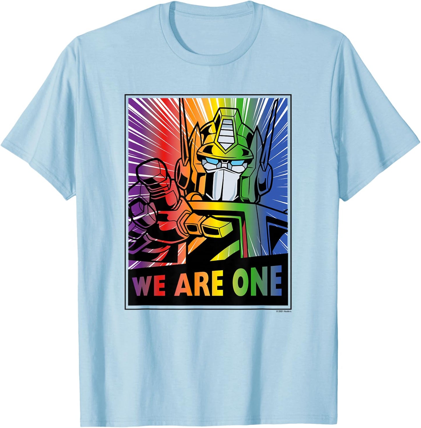 Transformers Pride Rainbow Optimus Prime We Are One T-Shirt - T-Shirt | Light Blue