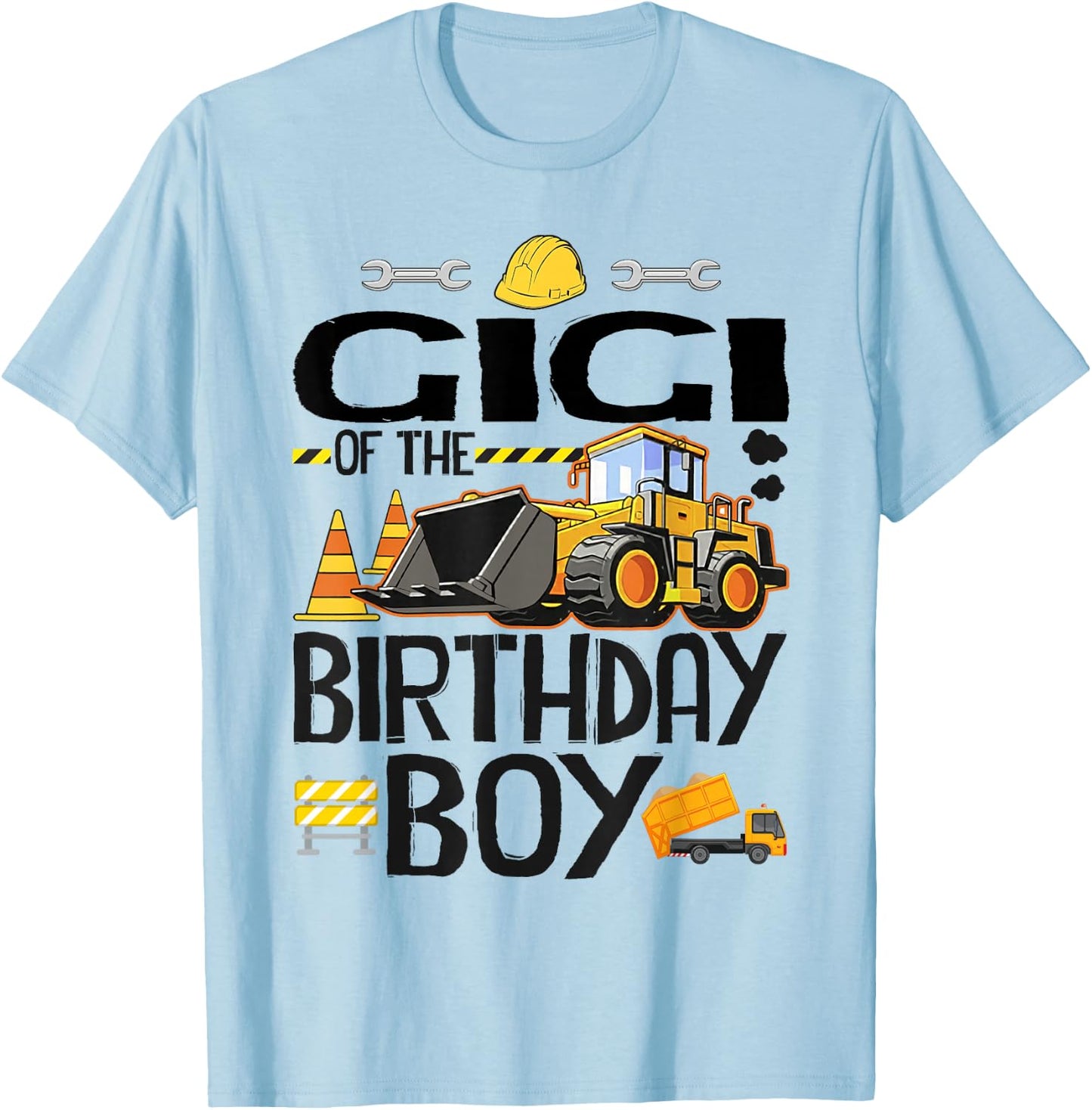 Gigi of The Birthday Boy Construction Excavator Family T-Shirt - T-Shirt | Light Blue