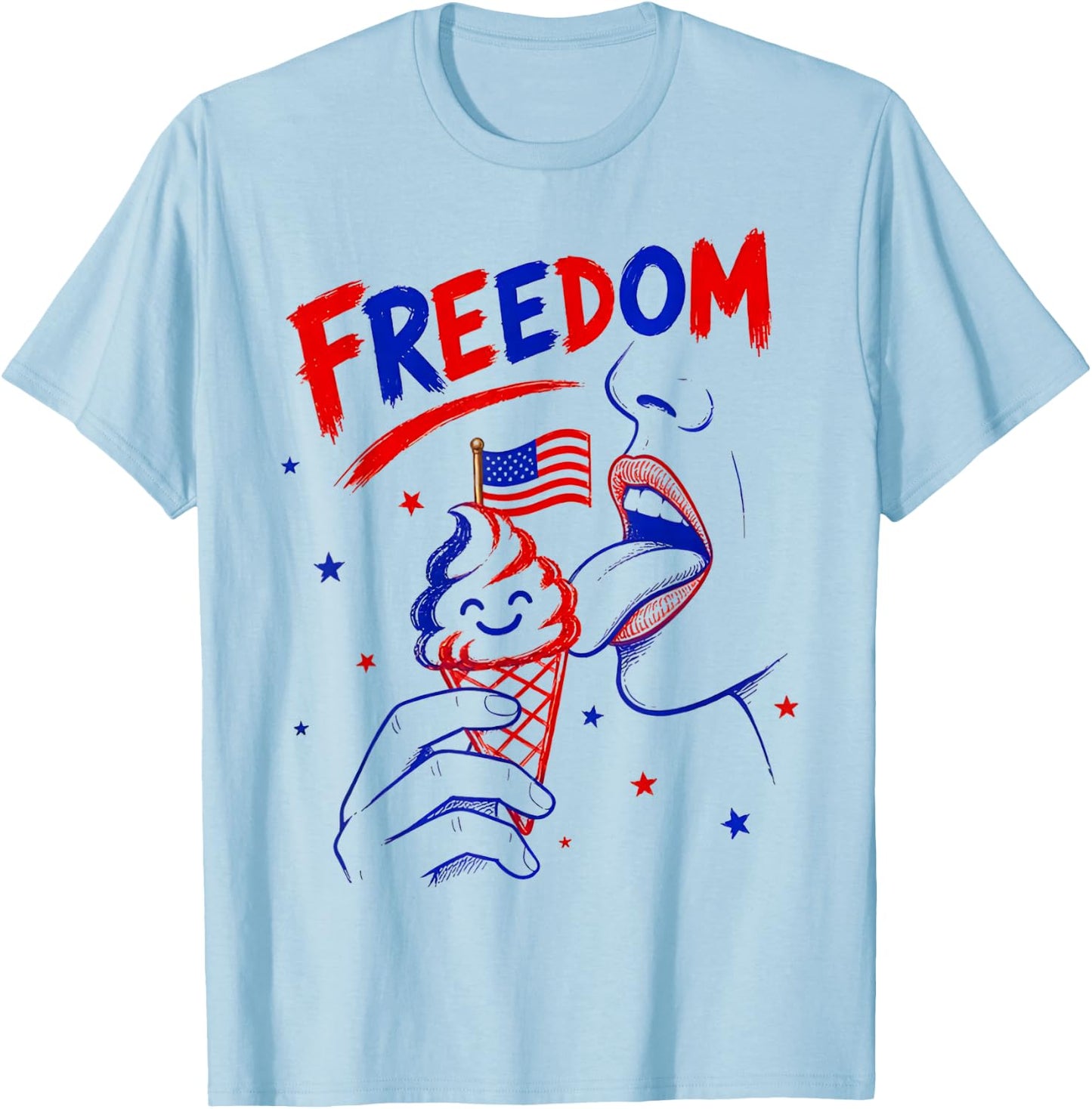 I Love The Taste of Freedom 4th July Patriotic Cream Couple T-Shirt - T-Shirt | Light Blue