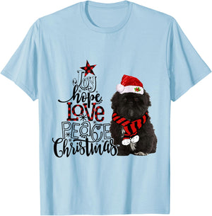 Joy Hope Love Peace Christmas Black Shih Tzus 2020 T-Shirt - T-Shirt | Light Blue