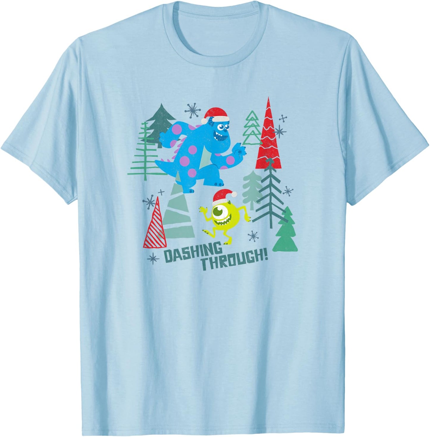 Disney Pixar Monsters Inc. Christmas Dashing Through! T-Shirt - T-Shirt | Light Blue