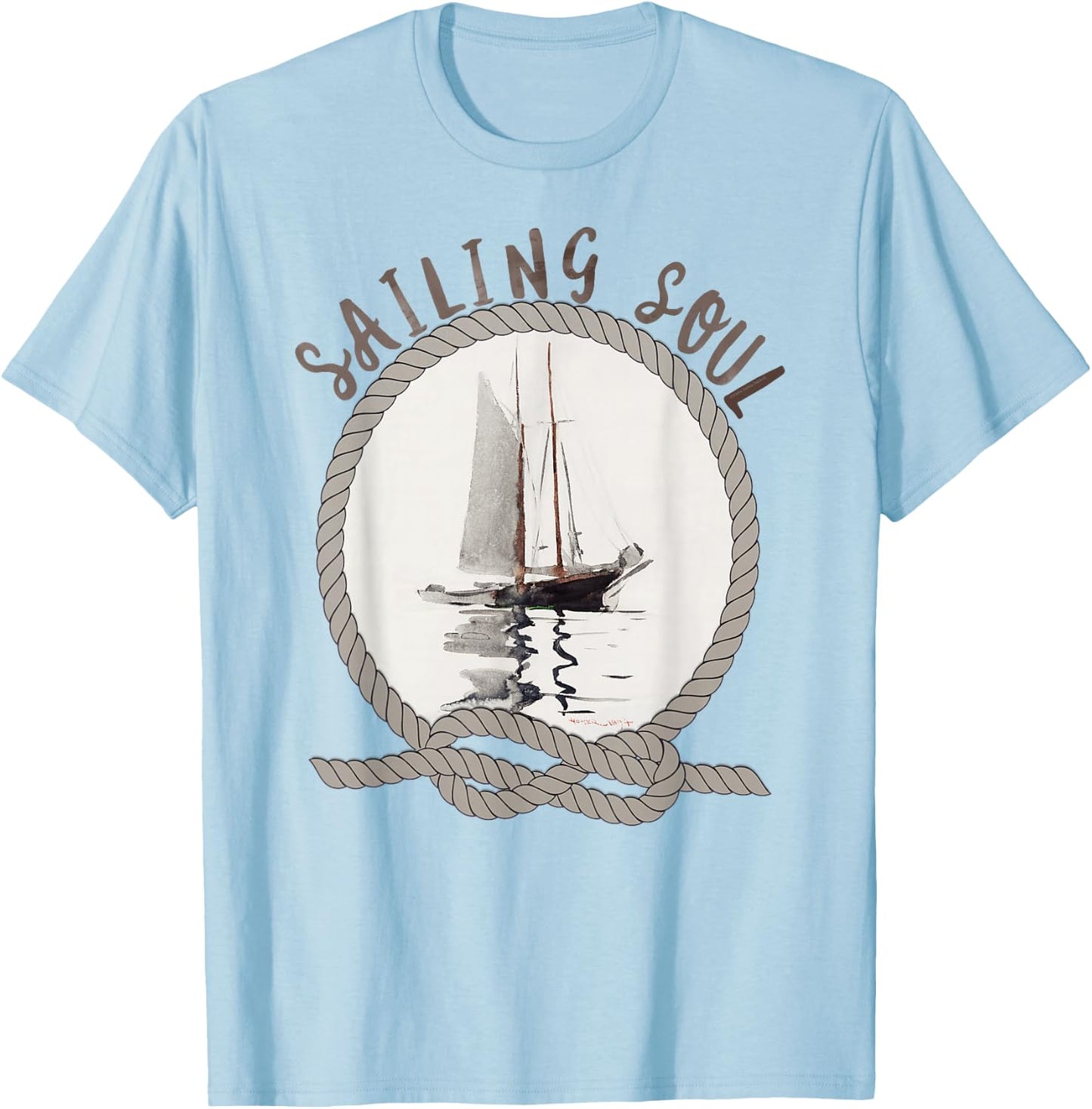 "Sailing Soul" Sailboat Reflections Sailors and Sailing T-Shirt - T-Shirt | Light Blue