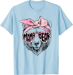 Mama Bear Face Sunglasses Grandma Mom Mommy Mother's Day T-Shirt - T-Shirt | Light Blue