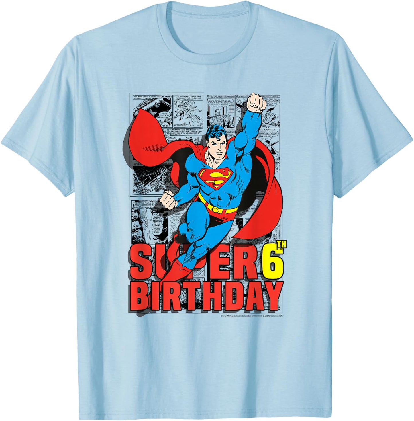 DC Comics Superman Super 6th Birthday Comic T-Shirt - T-Shirt | Light Blue