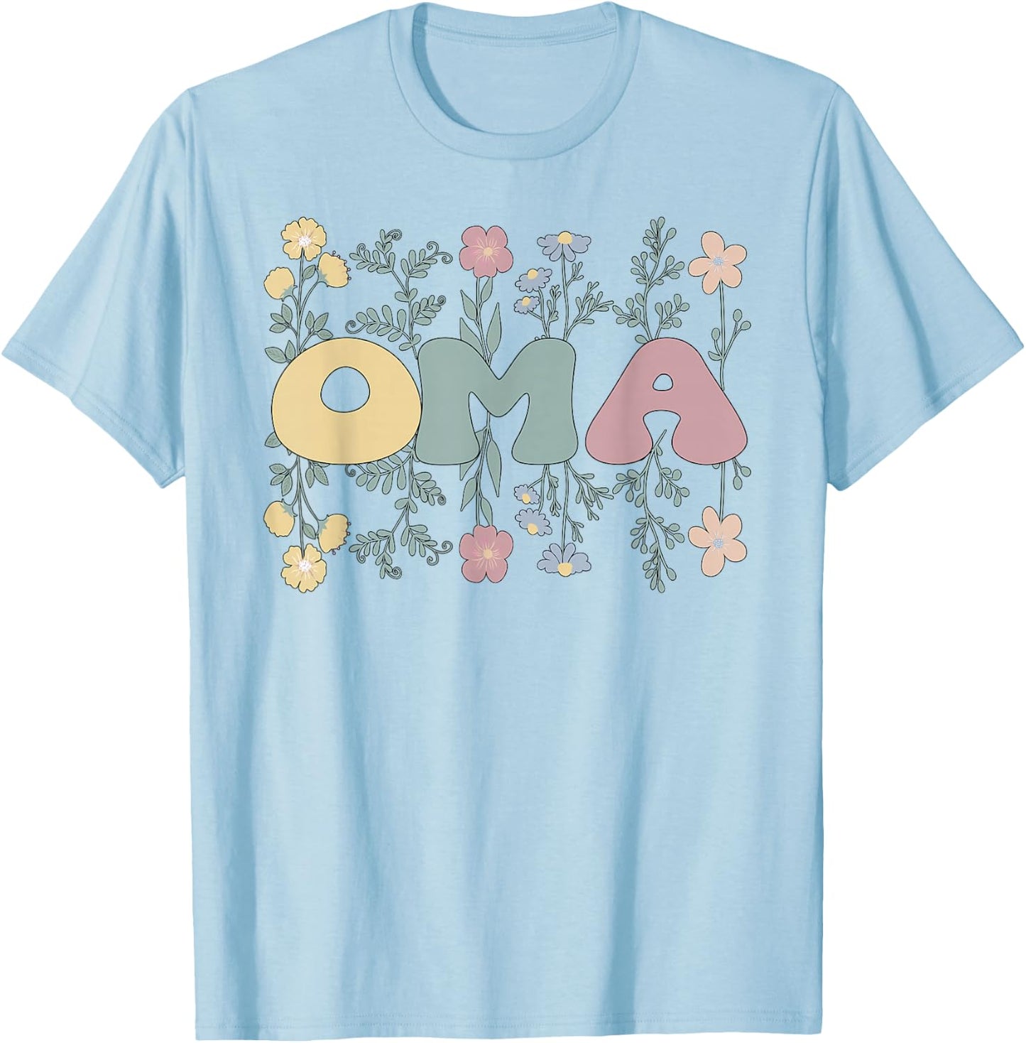 Groovy Oma Grandmother Flowers Oma Grandma T-Shirt - T-Shirt | Light Blue
