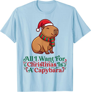 Christmas Capybara Ugly Sweater T-Shirt - T-Shirt | Light Blue