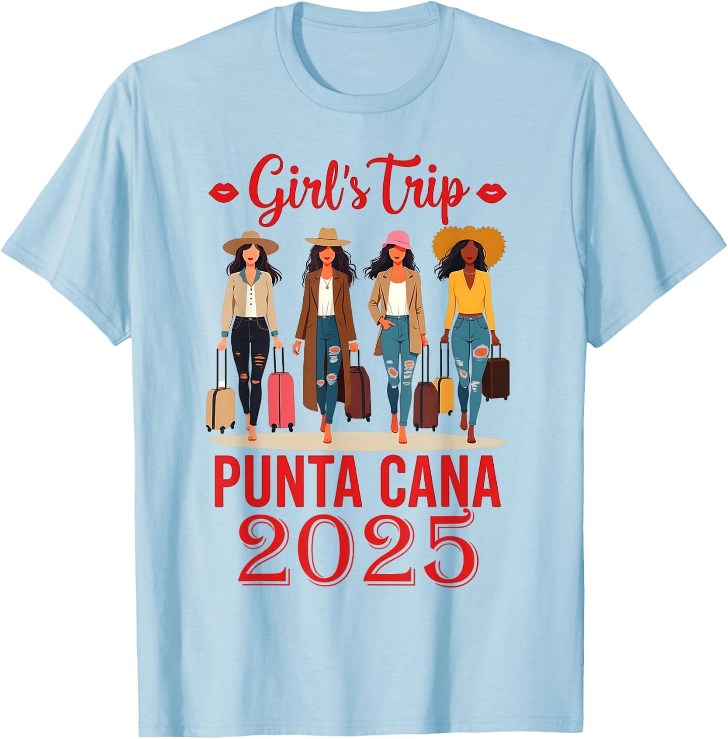 Punta Cana Girls Trip 2025 Funny Vacation T-Shirt - T-Shirt | Light Blue